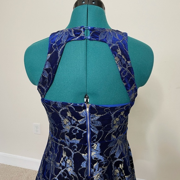 Miss Behave Girls Blue Velvet Dress - Picture 7 of 8